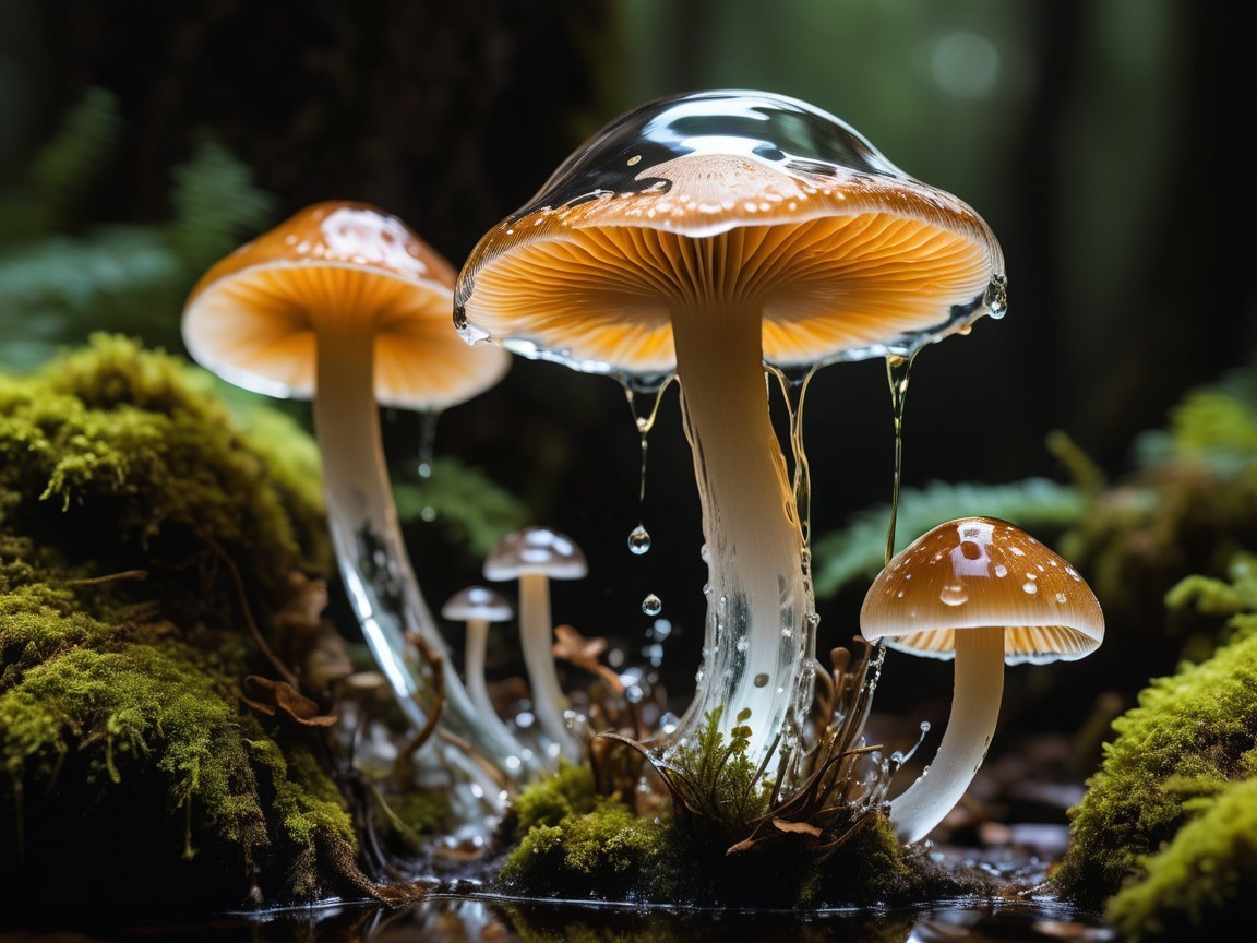 Vibrant Mushrooms in a Serene Forest Setting