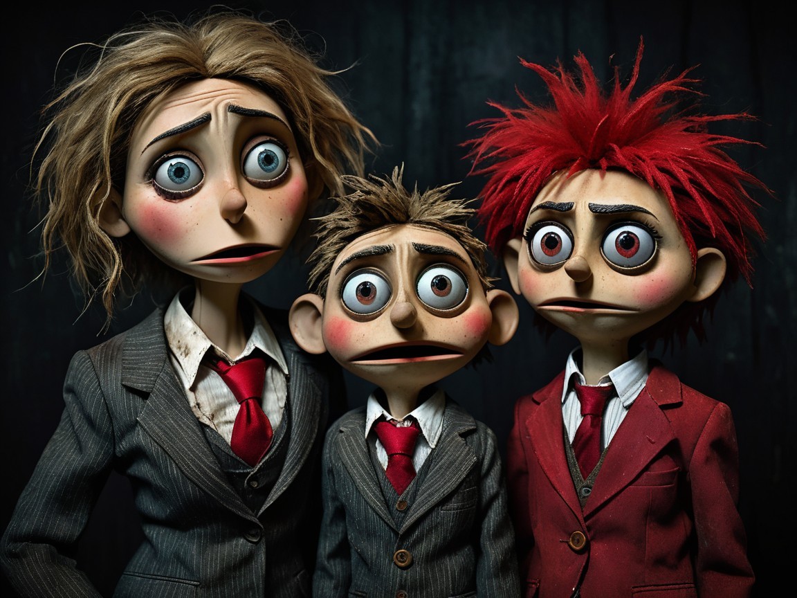 Three Whimsical Puppets with Unique Expressions