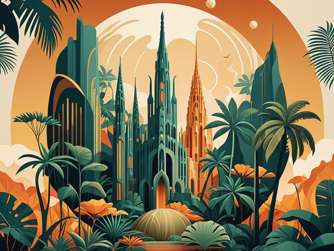 Vibrant Landscape with Fantastical Spires and Nature