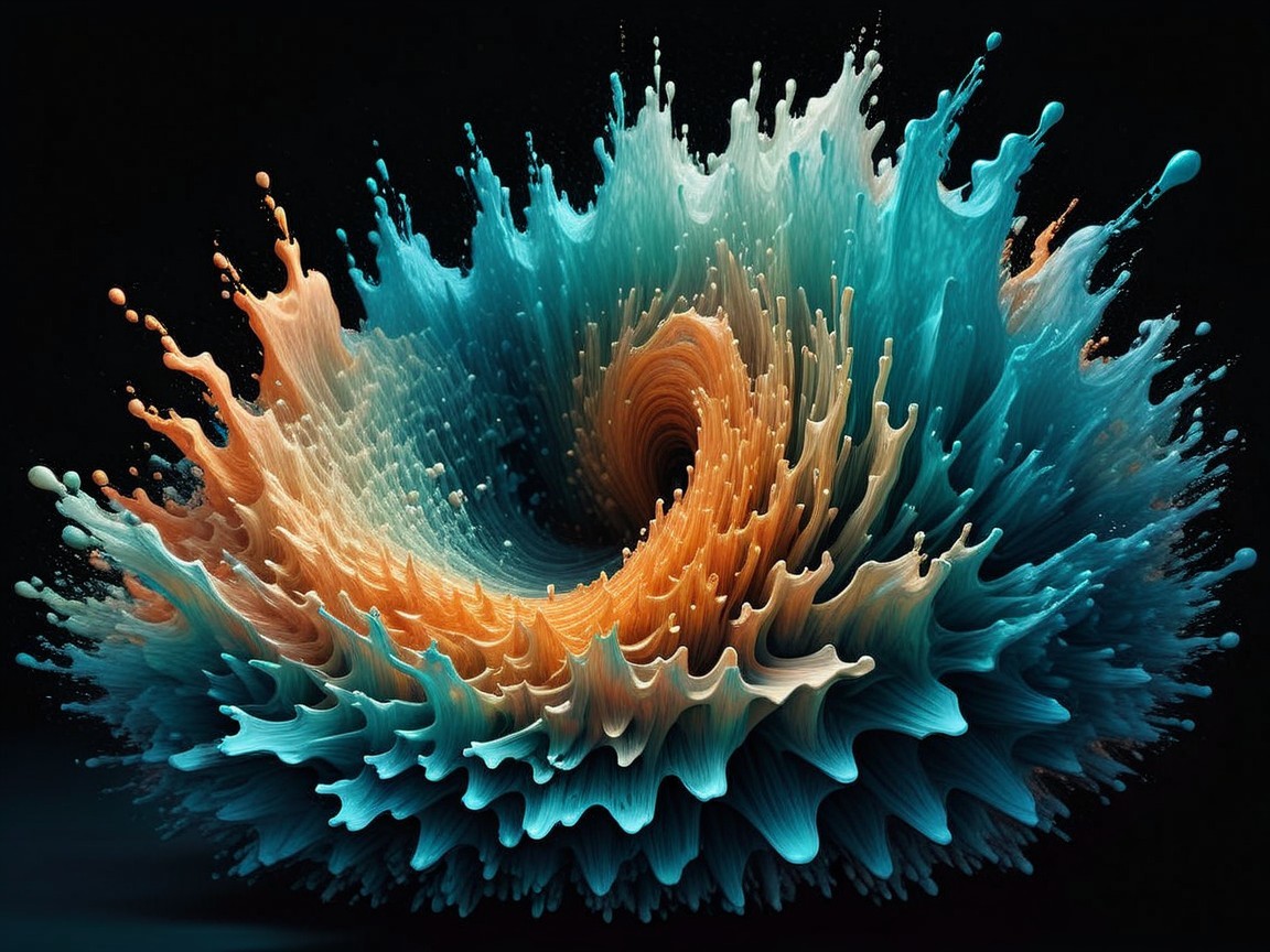 Vibrant Swirl of Turquoise, Orange, and Cream Colors