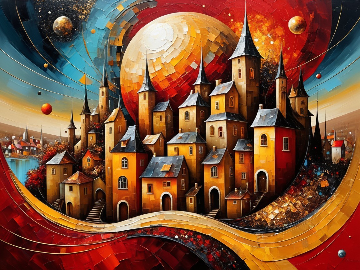 Vibrant Abstract Landscape with Multicolored Buildings
