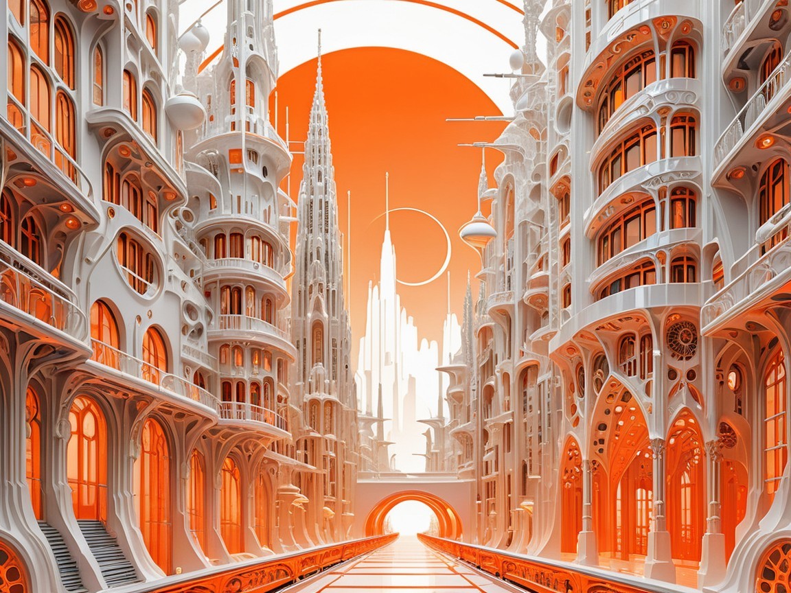 Futuristic Cityscape with Towers and Intricate Design