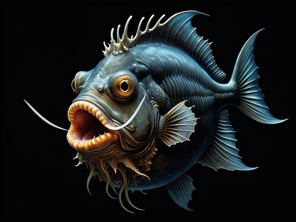 Iridescent Fish with Expressive Features and Fins