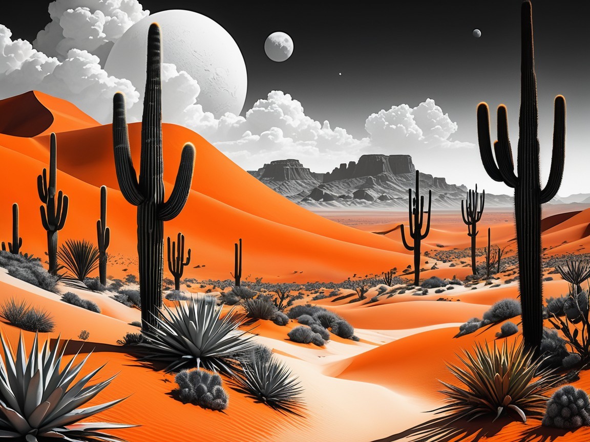 High-Contrast Desert Scene with Vibrant Sand Dunes