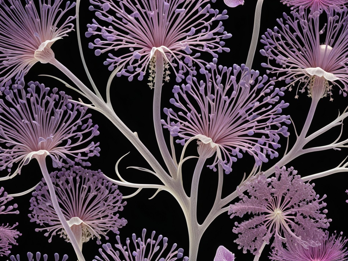Intricate Flower Arrangement in Purple and Pink Shades