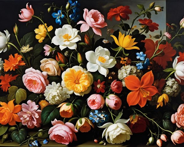 Vibrant Floral Arrangement with Diverse Colors and Shapes