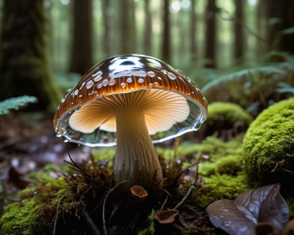 Glowing Mushroom in a Mystical Forest Setting