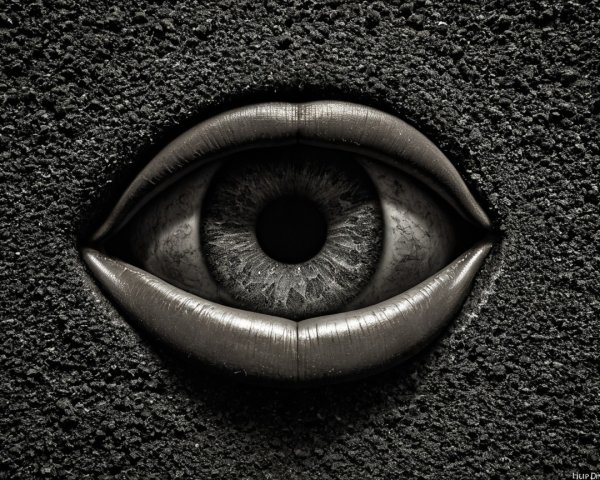 Monochromatic Eye on Textured Dark Surface