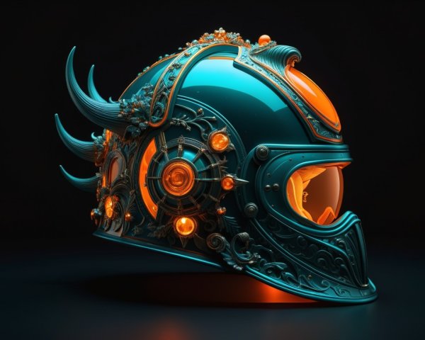 Futuristic Helmet with Intricate Designs and Colors