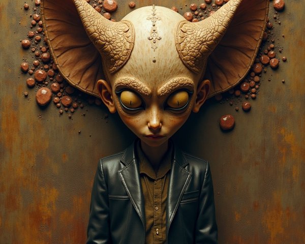 Surreal Character with Oversized Ears and Expressive Eyes