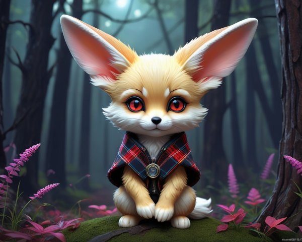 Cartoon Fox Character in Enchanted Forest Setting