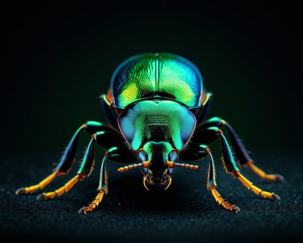 Close-up of an iridescent beetle with vivid colors