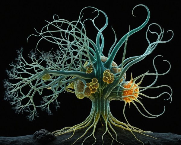 Vibrant Coral-Like Structure with Intricate Tentacles