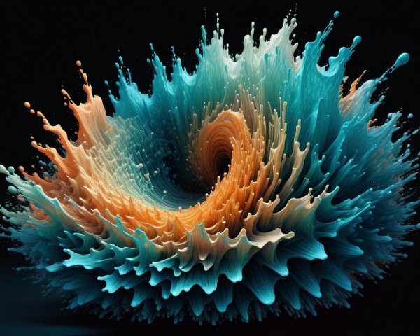 Vibrant Swirl of Turquoise, Orange, and Cream Colors