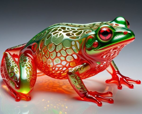 Vibrant Translucent Frog with Intricate Patterns