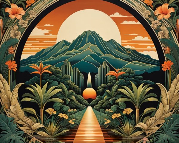 Majestic Mountain Landscape with Colorful Flora