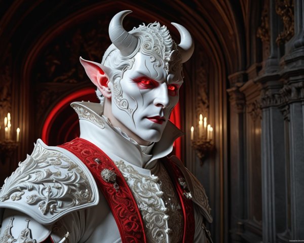 Elaborate Character in Gothic Attire with Horns