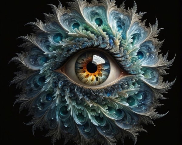 Intricate Eye Design with Fractal Patterns and Textures