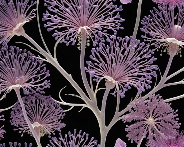 Intricate Flower Arrangement in Purple and Pink Shades