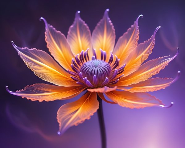 Vibrant Orange and Purple Flower with Intricate Details