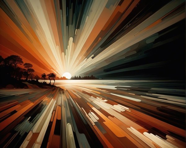Vibrant Sunset with Silhouetted Trees and Reflection