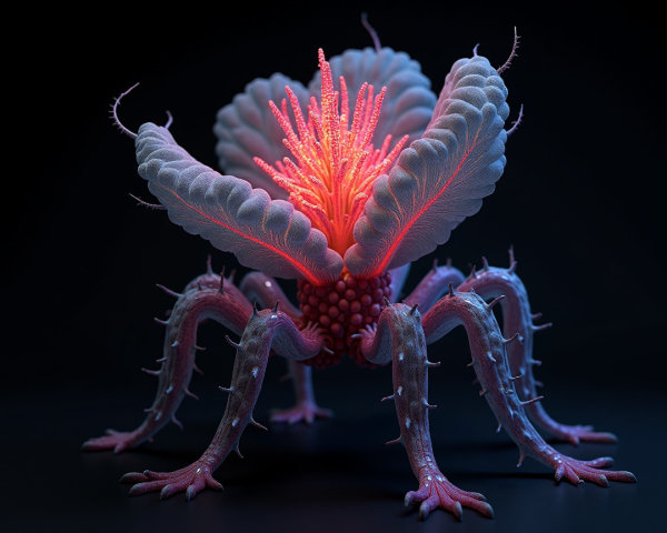 Surreal Multi-Legged Creature with Bioluminescent Features