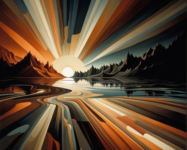 Vibrant Abstract Landscape with Warm Hues and Sunlight