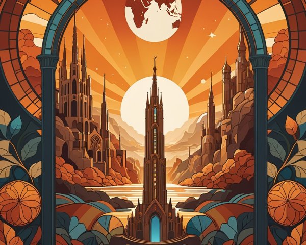 Fantasy Landscape with Castles and Serene River