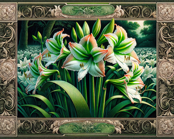 Vibrant Amaryllis Flowers with Lush Green Foliage