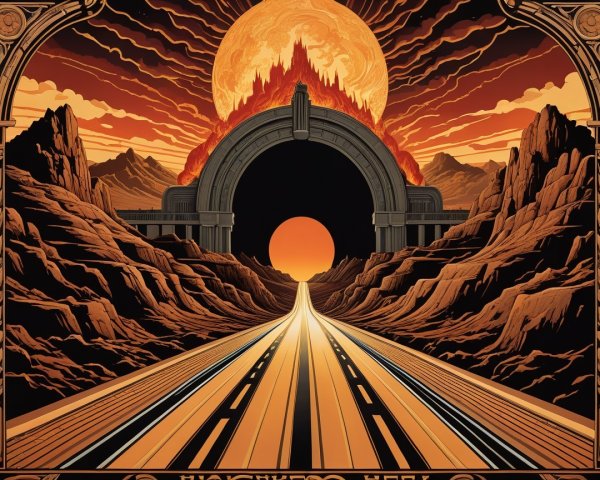 Dramatic Sunset Landscape with Mountainous Horizon