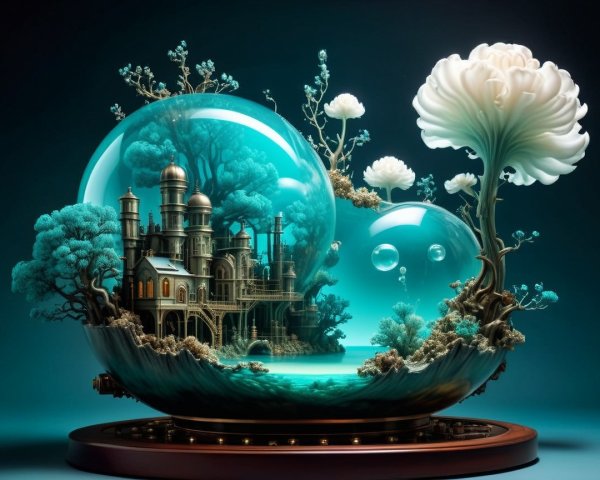 Whimsical Dome with Fantasy Landscape and Castle