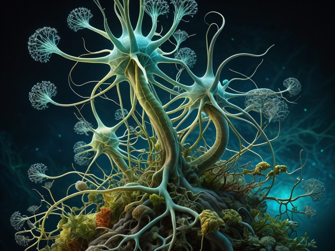 Surreal Abstract Neural Network with Cosmic Background