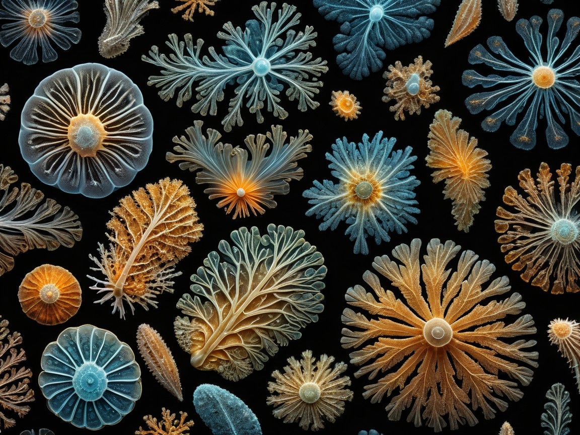 Vibrant Coral and Marine Life Collage in Bright Colors
