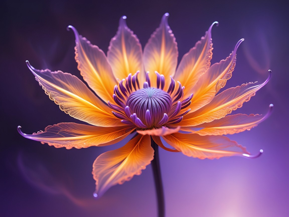 Vibrant Orange and Purple Flower with Intricate Details