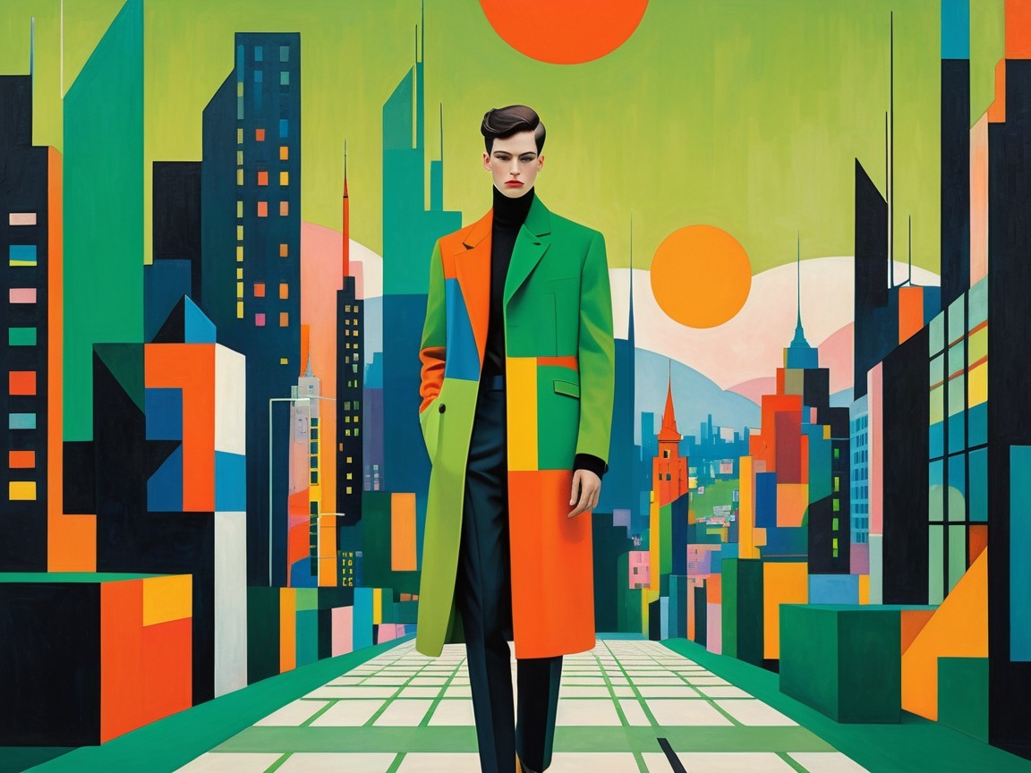 Surreal Digital Artwork Featuring Colorful Cityscape