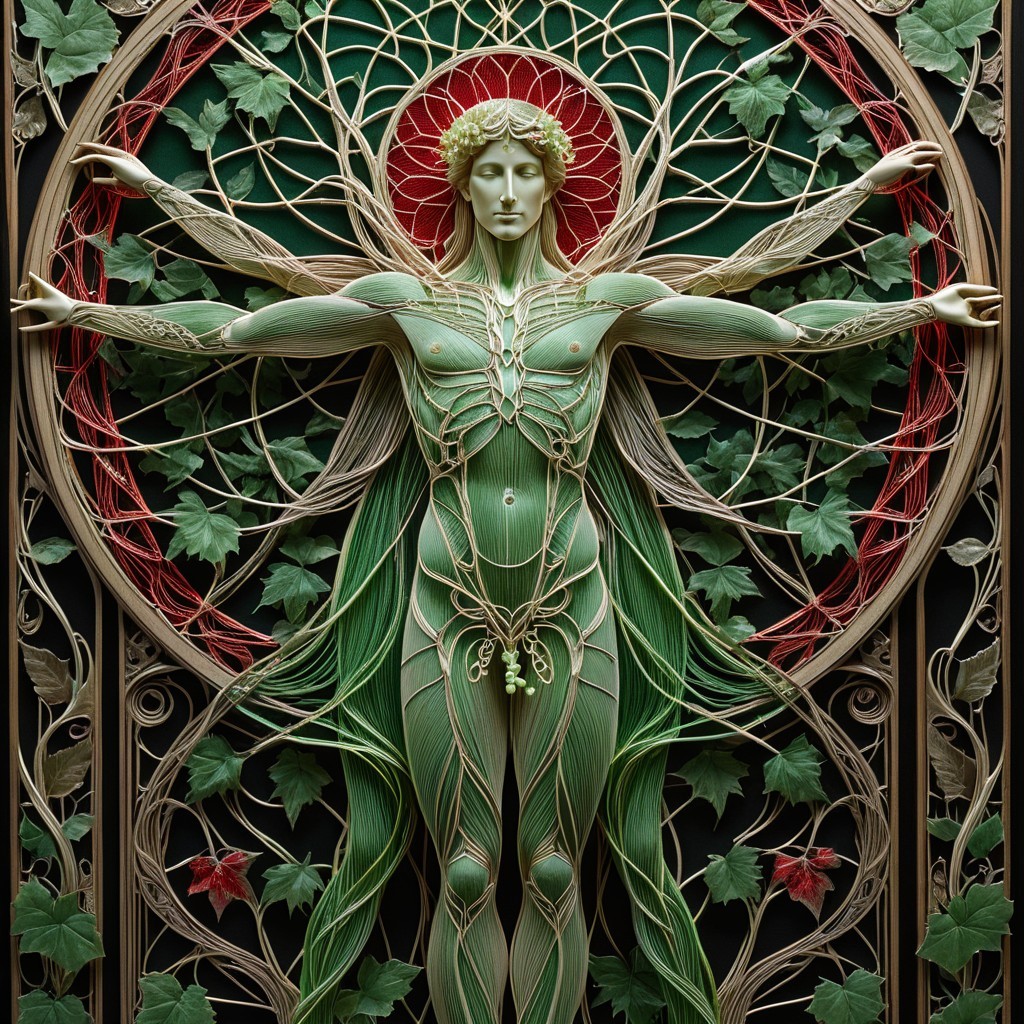 Intricate Nature Symbol with Human Form and Vines