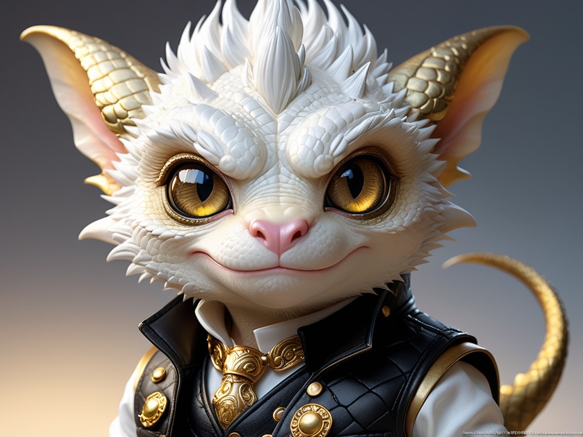 Whimsical Creature with Expressive Eyes and Stylish Attire