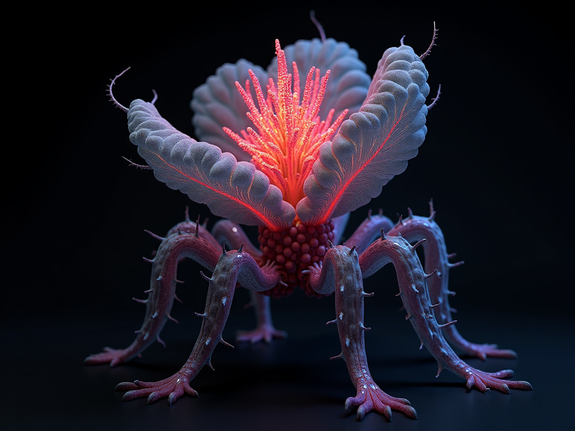 Surreal Multi-Legged Creature with Bioluminescent Features