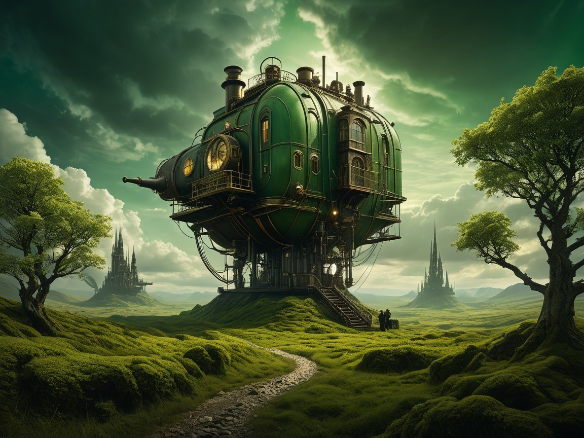 Futuristic Green Building in a Lush Landscape