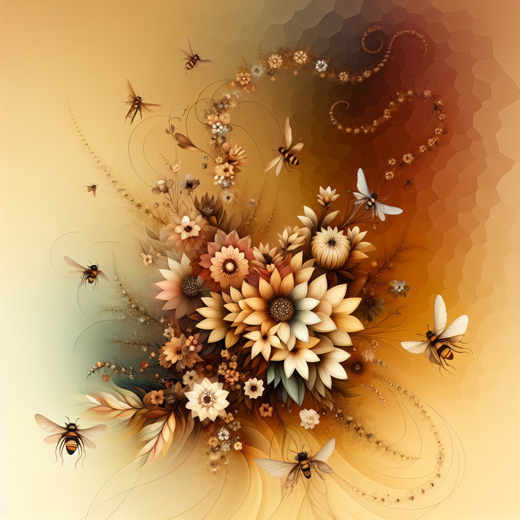 Whimsical Digital Painting of Flowers and Insects