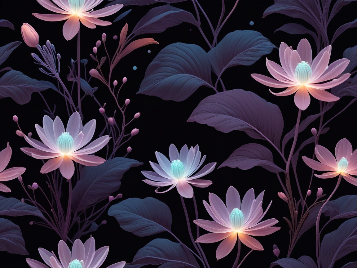 Delicate Water Lilies Pattern in Soft Pinks and Blues