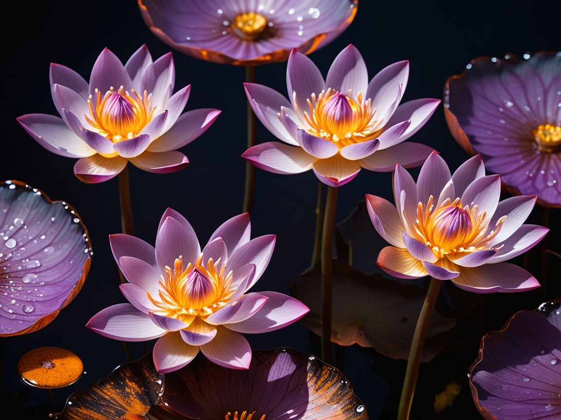 Vibrant Water Lilies on a Tranquil Pond Surface