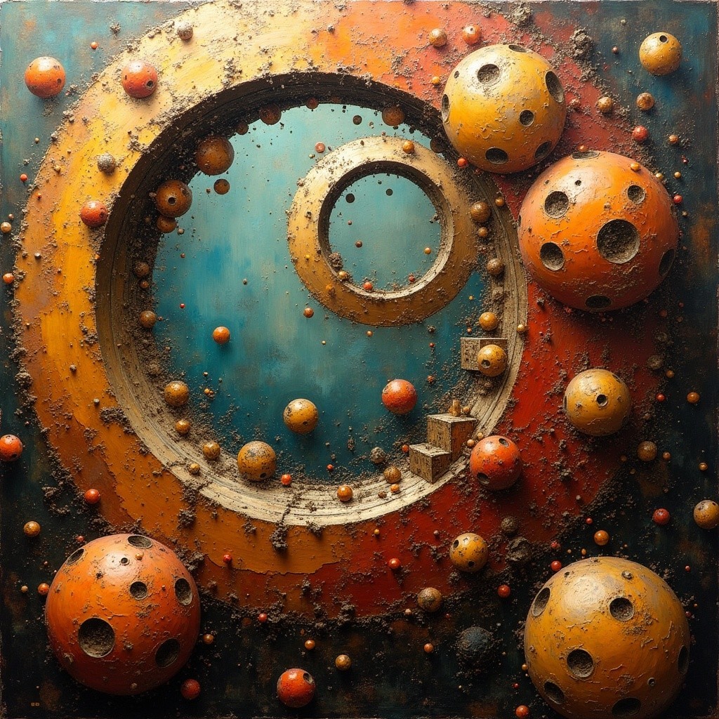 Abstract Circular Composition in Warm and Cool Hues