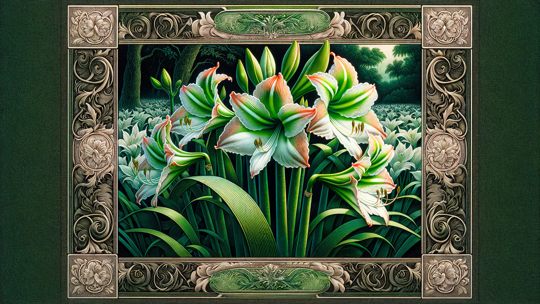 Vibrant Amaryllis Flowers with Lush Green Foliage