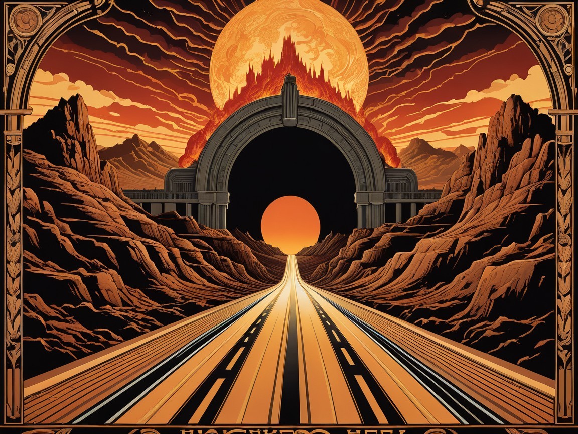 Dramatic Sunset Landscape with Mountainous Horizon