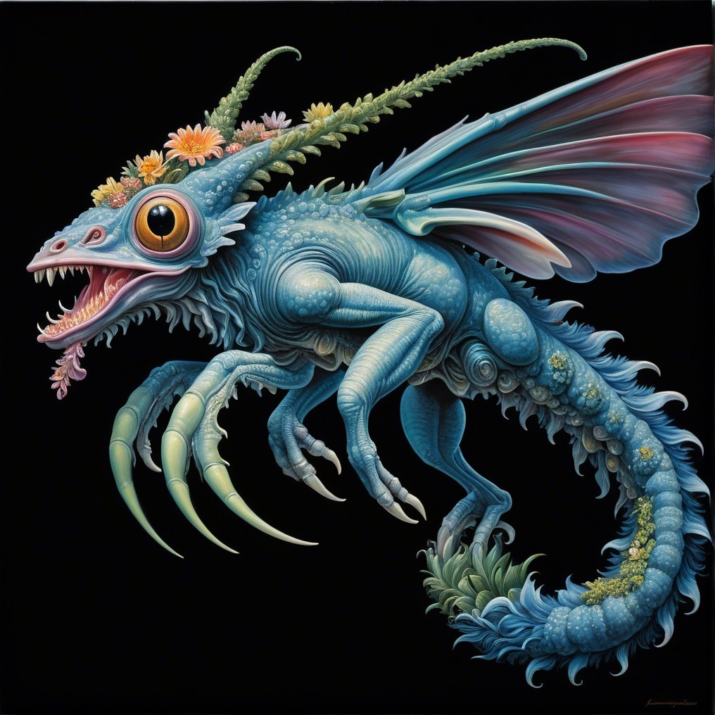 Vibrant Blue Scaled Creature with Colorful Features