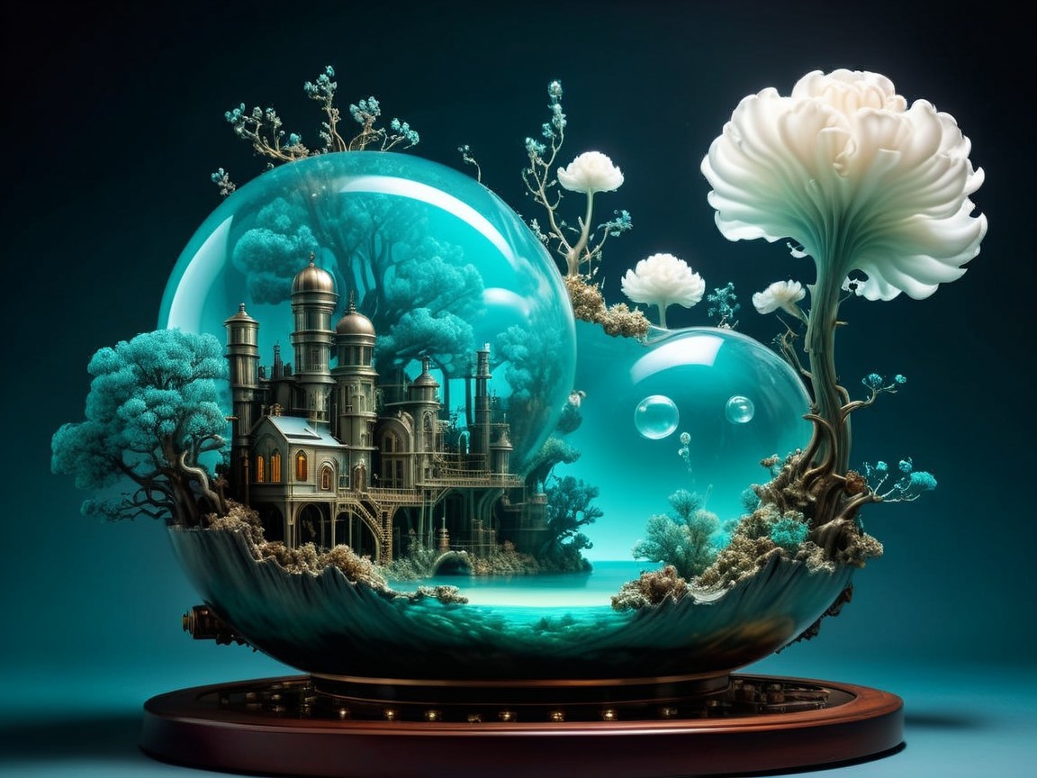 Whimsical Dome with Fantasy Landscape and Castle