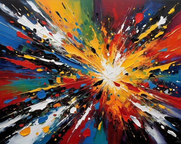 Vibrant Abstract Painting with Colorful Explosions