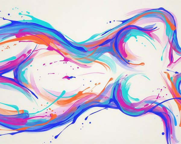 Abstract Painting of Reclining Female Form in Colorful Strokes