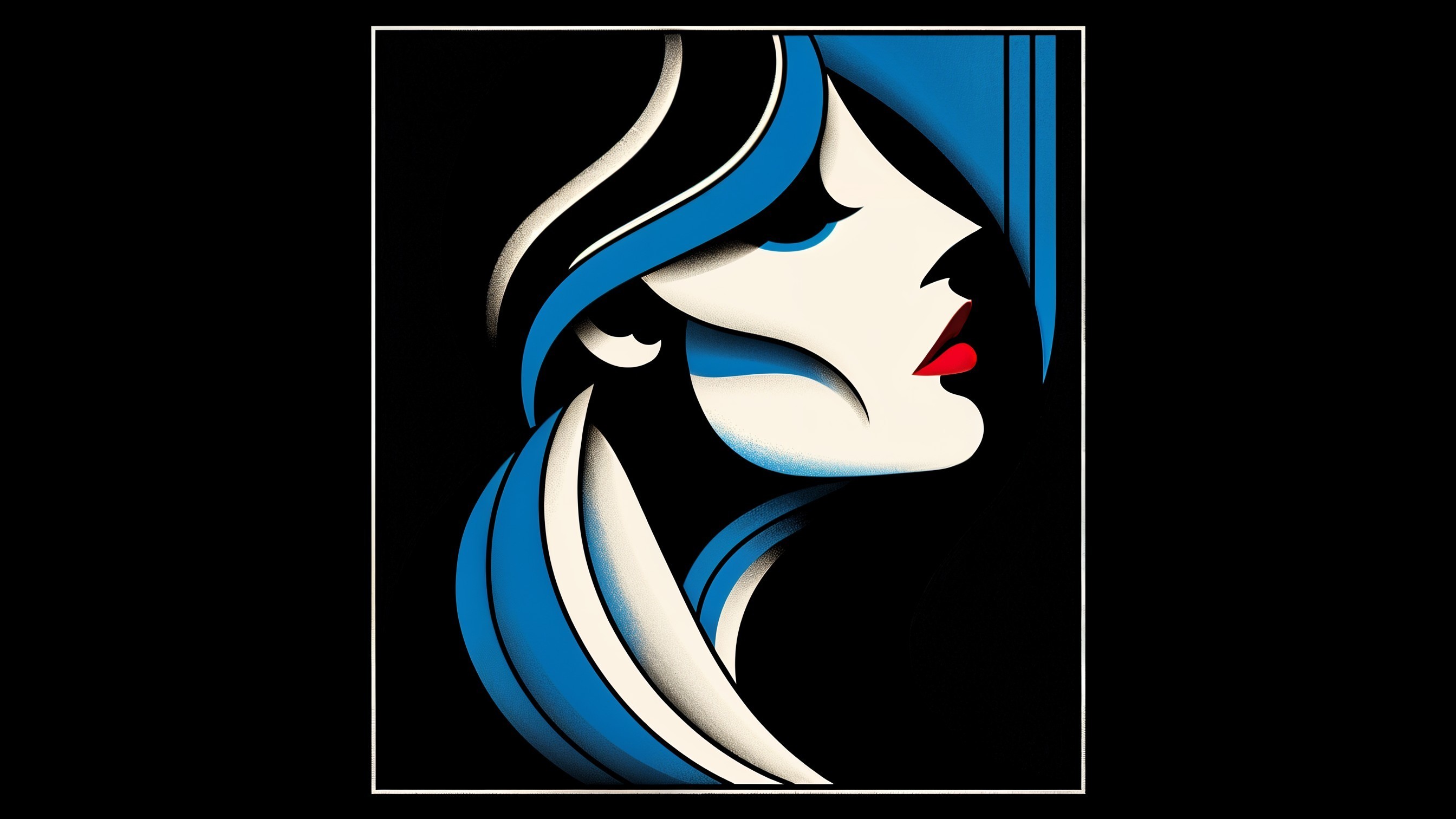 Stylized Portrait of a Woman with Flowing Hair